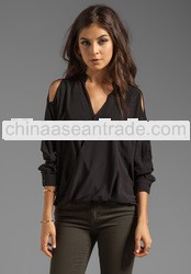 slit sleeve loose blouse womens clothing for 2013