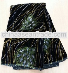 wholesale african Velvet Lace with stone high quality