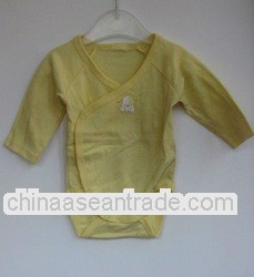 yellow with embroidered dog long sleeve baby rompers