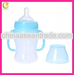 2013 Newest Food Grade Handle Safety Silicon Baby Breast Shaped Feeding Bottle