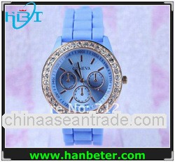 Crystal face quartz cheap silicone bracelet watch