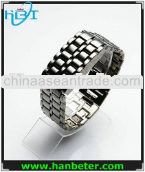 Men's hot metal stainless steel lava light led watch led