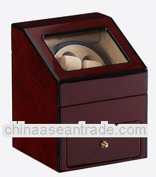 Single Dark Burlwood Automatic Watch Winder for 2 watches