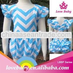 Stock blue zig zag chevron cute kids romper