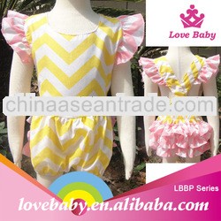 Wholesale yellow chevron halter girls carter romper set