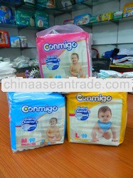 baby diapers with magic tapes and breathable film