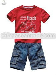 boy summer set t shirt+short jean with 0-4years old boy boy's 2 pieces suits