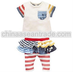 europE 2pcs BABY GIRL stripes CLOTHINGS sets,infant's clothings