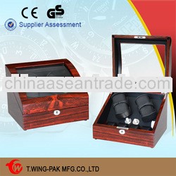 high quality silent wooden watch winder for 4+4 watches