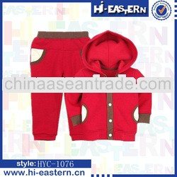 red sport hoodies suit/leisure baby clothing sets/infant autumn clothes