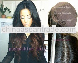 100% brazilian human hair!22" #1b/4 Loose wave glueless silk top wholesale cheap human hair ful