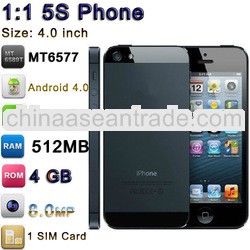 1:1 Copy 5S with 4" MTK6572 Dual Core Android 4.1 960X540p 4GB ROM 512MB RAM 8.0MP Camera i5 Cl