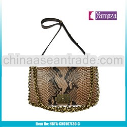 2013 brown snake grain leather brand women shopping bag/handbag/chain tote bag