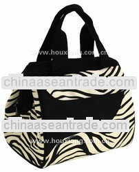 600D polyester zebra pattern insulated tote lunch cooler bag