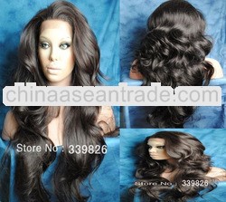 Amazing price ! 26" #1b body wave 100% mongolian human hair glueless front lace wigs