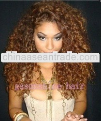 CHARMING !! 20inch #30 curly peruvian hair wholesale human hair lace front wigs no shedding and tang