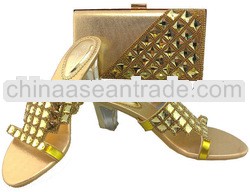 CSB1009 gold Italy high heel slipper shoes match bag