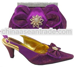 CSB1014 PURPLE Italy open toes shoes with matching bag