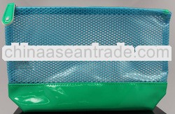 Cosmetic Bag Green Vinyl with Transparent Mesh fashion bum bags 2013 newly