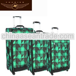 Fabric 2014 wheel trolley case print luggage with rhinestones