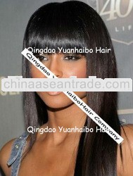 Factory Bottom Price 20" #1b,indian remy hair wigs with bangs