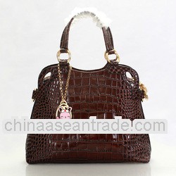 Factory wholesale name brands genuine leather bag with crocodile pattern for women in 2013