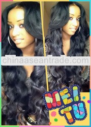 Factory wholesale price 22inch #1b loose wave brazilian aaaaa human hair full lace wig with bleached