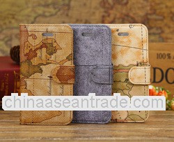 For iphone 5C Map pattern leather Case,Flip Wallet Map Leather Case for iphone 5C