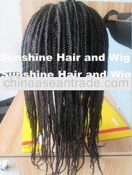 High Quality #1b braided 100% virgin mongolian human hair full lace braided wig wholesale