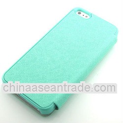 Mint Green pu-leather casewith card slot cover for iphone5 5s