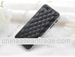 New Black Chrome Genuine Leather Hard Case Cover For Apple iPhone 5 5G 5s