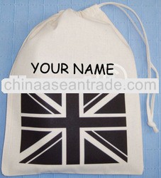 PERSONALISED BLACK UNION JACK DRAWSTRING BAG -School