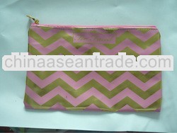 Pink PU leather cosmetic bag
