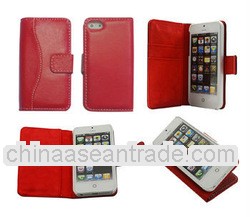 Premium 100% Genuine Lambskin Leather Folio Case for iPhone 5 / 5S