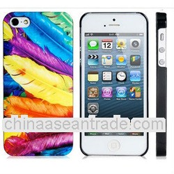 Thin Shell Case Covers Protective Designer Skins for Iphone 5--Colorful Feather Pattern