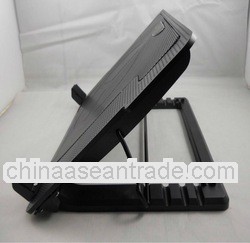 black plastic laptop stand and cooling pad with 2 fans and stand holder