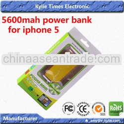 china manufacture power banks with ce & rohs 5600mah high capacity for iphone 5 colorful 1 year 