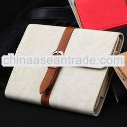 fashionable cowhide buttons belt clip case for ipad mini