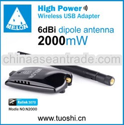 high power wifi usb adapter with 150M transmit Date Rate and Detachable High gain 6dBi dipole antenn