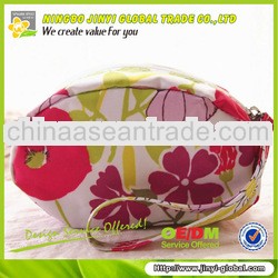 promotional flower printed nylon purse with handle mini cosmetic bag