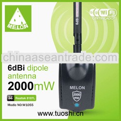 wireless uab adapter,W1055,chipset Realtek8187L,54Mbps transmission rate,6dBi antenna