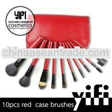 Hot Sale! Red Case 10pcs Makeup Brush set color shine makeup brushes beauty supply