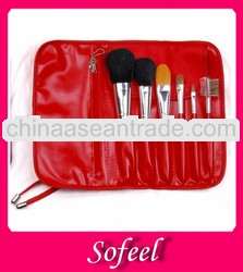 Sofeel 2013 professional high quality red travel makeup brush sets with red bag