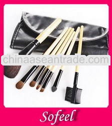 Sofeel 7pcs bamboo handle travel makeup brushes with black bag