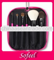 Sofeel high quality 6pcs travel makeup brush set with pink bag