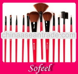 Sofeel long handle red brushes make up set