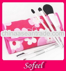 Sofeel nylon hair 5pcs travel cometic brush set with bag