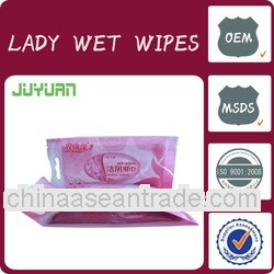 single use wet wipes/feminine hygiene wipes/spunlace surface and soft lady wet wipes