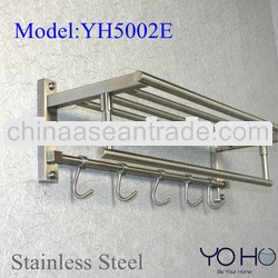 stainless steel toilet towel shelf with hooks