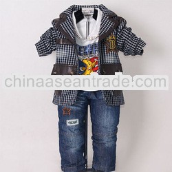 2013 New Kids Clothing Suit 3 Pcs Baby Top And Cotton T Shirt And Boys Jeans Children Clothes Set Sp